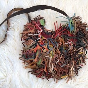Real leather fringe purse